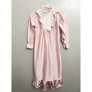 Vintage 80’s Bees & Jam Girls Pink Bows Ruffles and Lace Nightgown Size 8